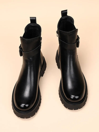 Men's New 2026 Leather Pointed Casual Black Raised Thick Soled Motorcycle Short Boots Men's Shoes