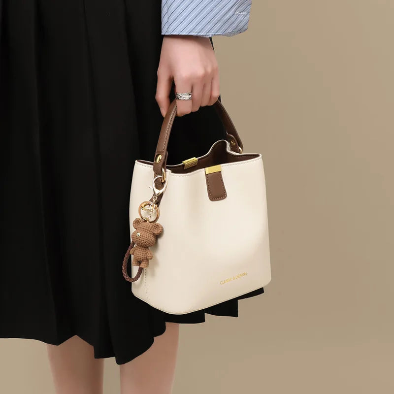 New Summer Genuine Leather Bucket Bag, Premium Versatile Women Shoulder Crossbody Handbag