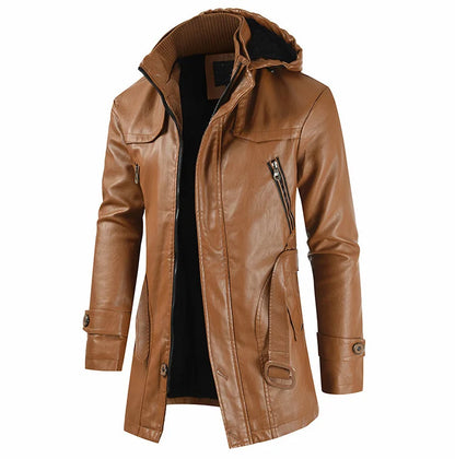 M-4XL New Men's Mid-length Leather Jacket Korean Version Youth Large Size PU Leather Windbreaker Men's Jacket
