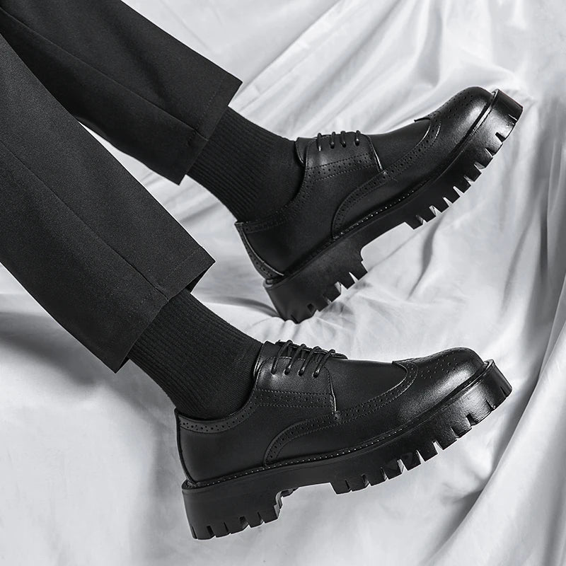 Latest Design High Quality Oxford Formal Shoes Slip-on Black Platform Men's Leather Dress Shoes Genuine Leather