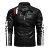 New Arrival Washed Cotton Embroidery Color Matchingmotorcycle Pu Leather Men Jacket for Man
