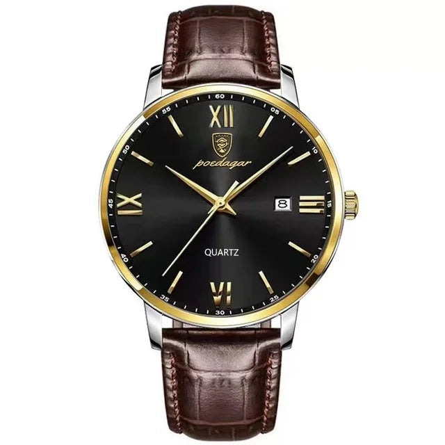 POEDAGAR 826 Men's Watches Top Reloj Luxury Men Wrist Watch Leather Quartz Watch Sports Waterproof Male Business Date Clock