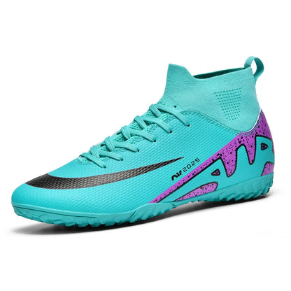 High Quality Football Socks Soccer Children's Unisex Anti-Slip Football Shoes with Synthetic Leather Upper for Grass Training