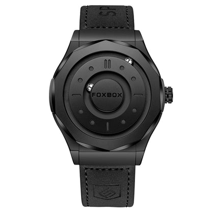 For FB0091 43mm Dial Gray Leather Men's Cartoon Simple Magnetic Levitation Watch with 3D Floating Ball Waterproof Gift Box