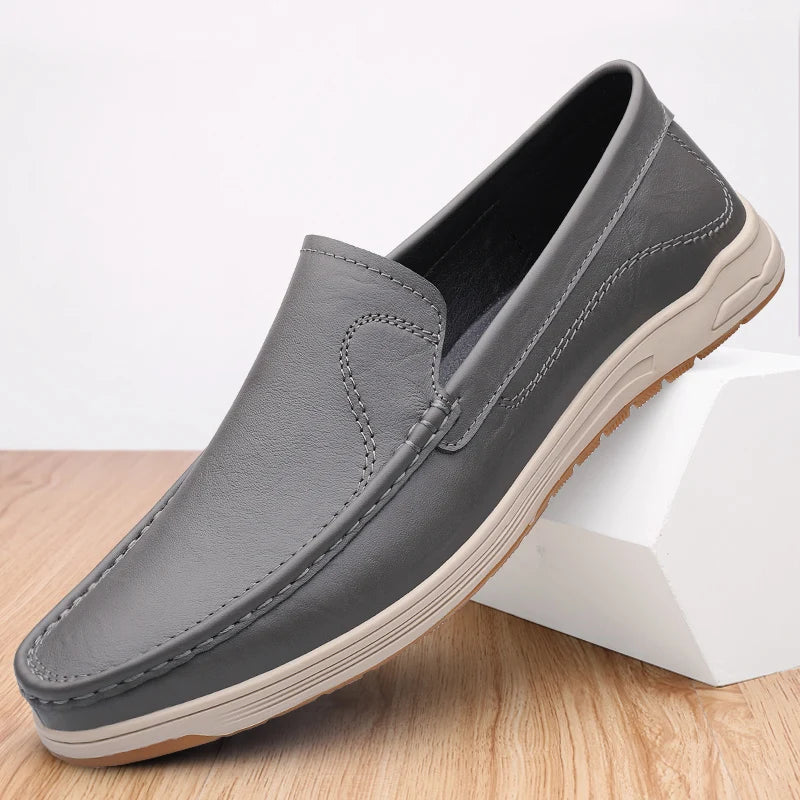 Men's Loafers Flats Uniform Dress Oxford Shoes Low-top Slip on Driving Shoes Penny Loafer Genuine Leather Light-Weight Casual