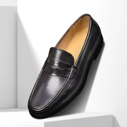 Big Size Men's Formal Oxford Dress Shoes Soft LightWeight Slip-On Loafers Genuine Leather Vintage