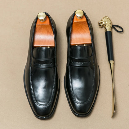 Cross-border Men's New Design Dress Shoes & Oxfords PU Leather Casual High Top Toe Loafers Easy Wear Large Sizes Fashion Shoes