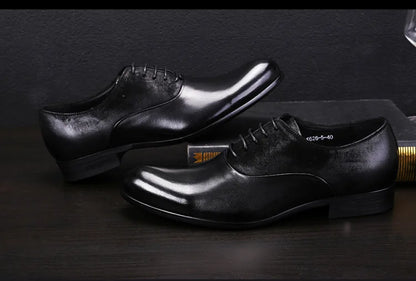S0394X           Men's Business Suit British Style Genuine Leather Matte Wedding Handmade Oxford Shoes Pointed Toe