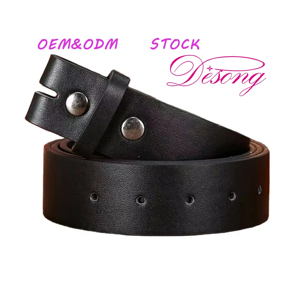 Wholesale Custom Men's Pu Black Brown Leather Belts Snap on Strap Without Buckle Top Quality in Stock Free Sample