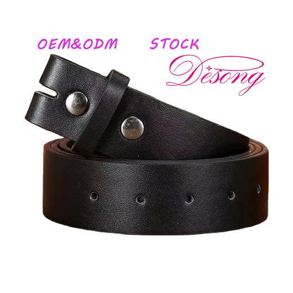 Wholesale Custom Men's Pu Black Brown Leather Belts Snap on Strap Without Buckle Top Quality in Stock Free Sample