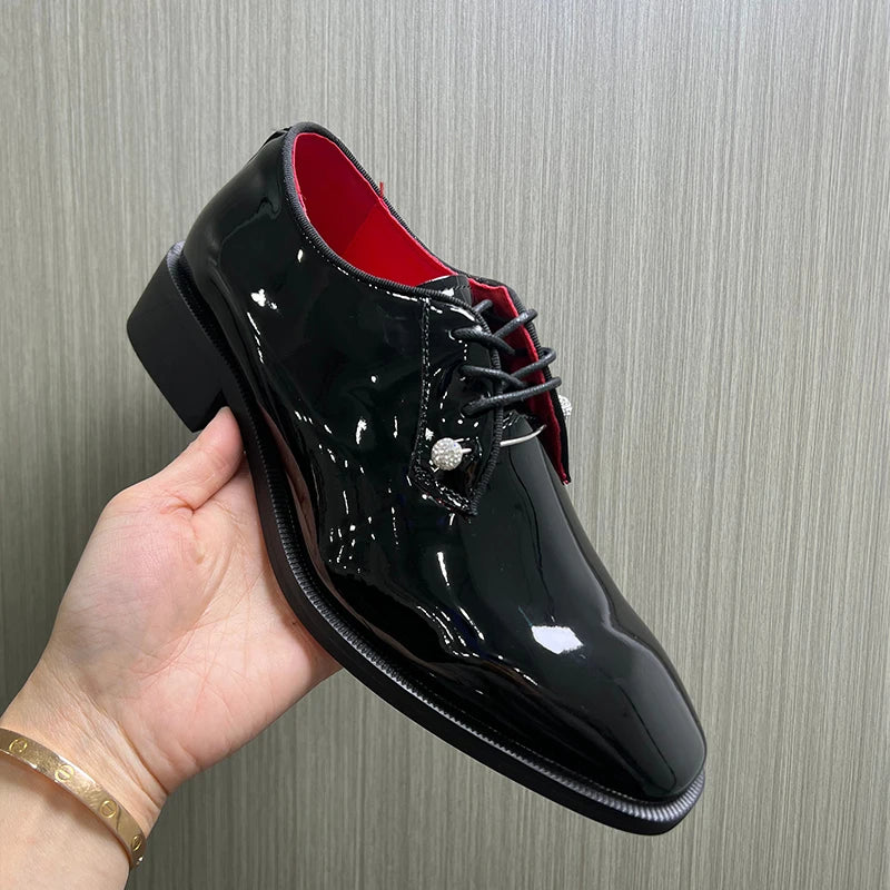 25165 Good Quality New Black Business Men Leather Shoes Fashion square Toe Men Dress Shoes