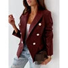 Wholesale Women Fashion PU Leather Jackets Coat Suit Europe Long Sleeve Double-breasted Button Lady Women's Clothes Jacket