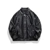 Customized Retro Fashion PU Men's Jacket, pilot Zipper Leather Top, High-quality Embroidered Black