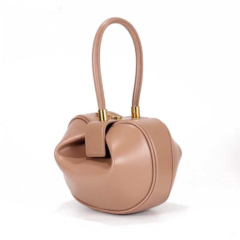 Luxury Ostrich Pattern Genuine Leather Handbag Women Large Capacity Dumpling Bag Designer Soft Cowhide Tote Sac a Main