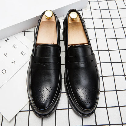 New Design Pure Color Comfort Fashion Loafers High Quality Slip-on PU Leather Oxfords Dress Shoes Men