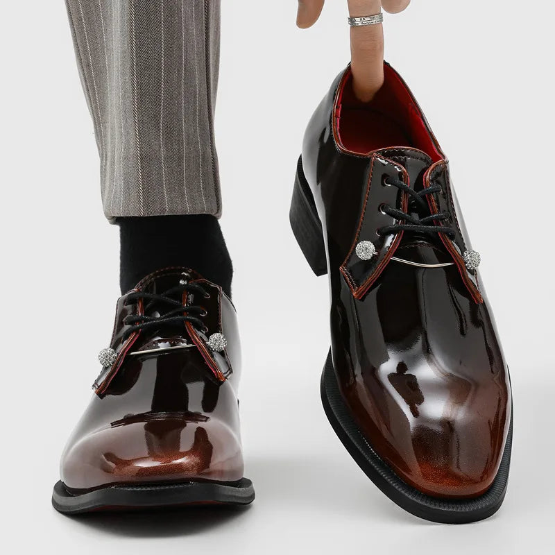 25165 Good Quality New Black Business Men Leather Shoes Fashion square Toe Men Dress Shoes