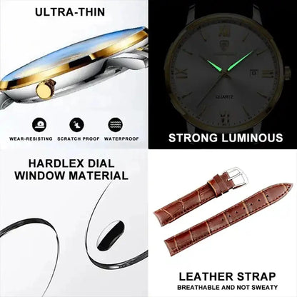 POEDAGAR 826 Men's Watches Top Reloj Luxury Men Wrist Watch Leather Quartz Watch Sports Waterproof Male Business Date Clock