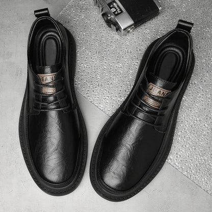 Men's Dress Uniform Oxford Work & Safety Outdoor Shoes Low-top Lace up Leather Business Thickened Fleece Cotton Padded Warm