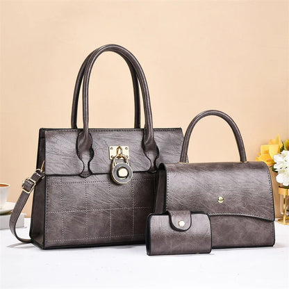 2026 acs Main Pour Femmes Luxury Designer Women's 3-Piece PU Leather Handbags Wallet Set Shoulder Bags Nylon Zipper Closure