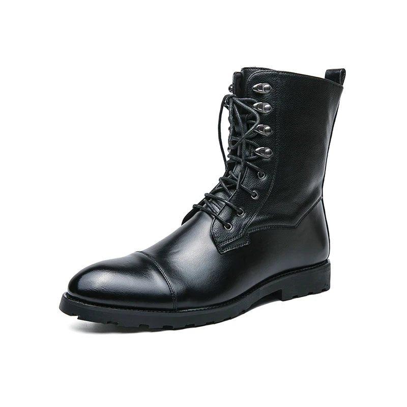 Custom High Top Microfiber Leather Plus Size Flat Boots 38-48 Men Shoes Male Casual Motorcycle Boot