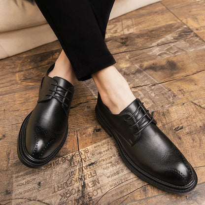 Fashion England Trend Autumn Casual Men's Wedding Shoes Wholesale Flock Oxford Leather Breathable Anti-Slippery Plus Size Formal
