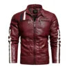 New Arrival Washed Cotton Embroidery Color Matchingmotorcycle Pu Leather Men Jacket for Man