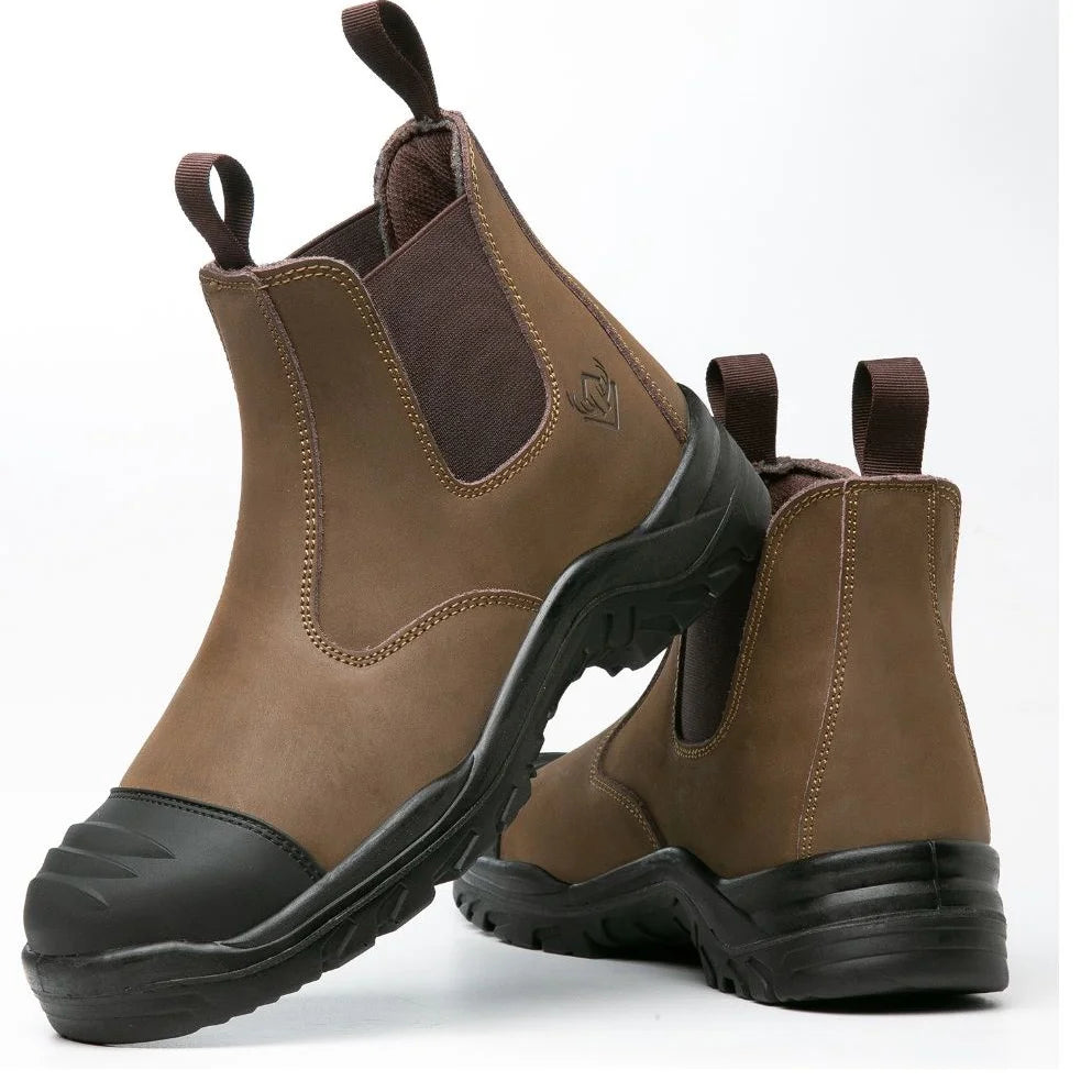 Slip on Steel Toe Fashion Water Resistant Breathable Leather Anti-smashing Anti-puncture Safety Shoes for Men Mining