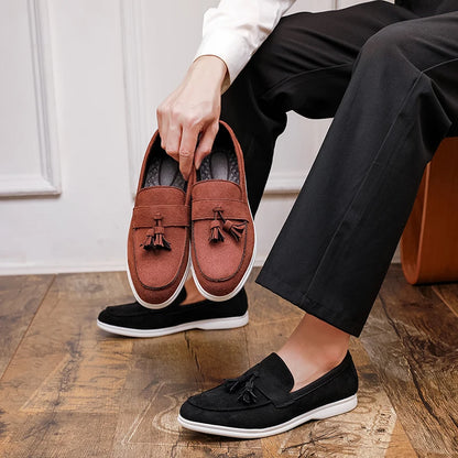Classic Suede Leather Men's Casual Slip-on European Style Men Classy Fashion Men's Dress Loafer Shoes Business Oxfords