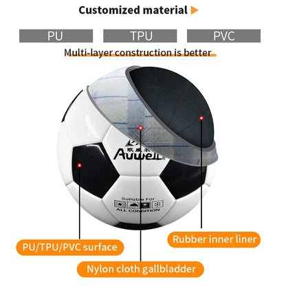 High Quality Size 5 Soccer Ball Double Mirror PU Leather Match Football Thermal Bonding Inventory Promotion