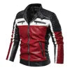 L-3XL Plush Leather Jacket Men's Coat Youth Motorcycle Suit Color Blocking New Style Leather Coat
