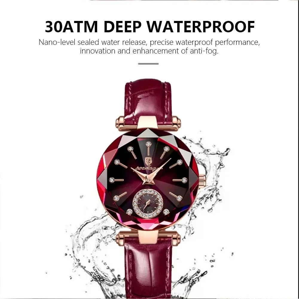 POEDAGAR 719 Leather Women's Quartz Wristwatch Fashion Vintage Business Luxury Waterproof  Watch for Women Ladies Montre Relojes