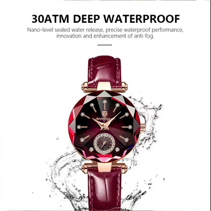 POEDAGAR 719 Leather Women's Quartz Wristwatch Fashion Vintage Business Luxury Waterproof  Watch for Women Ladies Montre Relojes