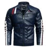 New Arrival Washed Cotton Embroidery Color Matchingmotorcycle Pu Leather Men Jacket for Man