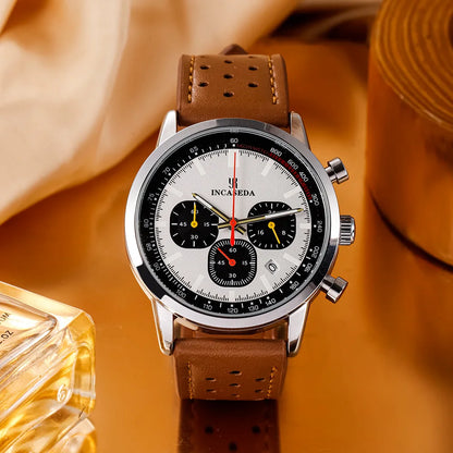 INCASEDA 6034 Cheap Chinese Man Quartz Watch Costume Genuine Leather Band Luminous Chronometer Concise Sports Watch Design