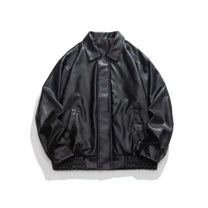 Customized Retro Fashion PU Men's Jacket, pilot Zipper Leather Top, High-quality Embroidered Black