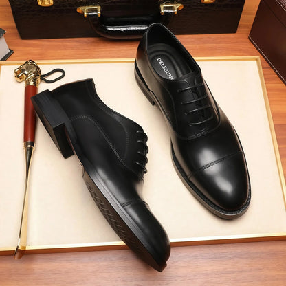 Designer Three-joint Retro Genuine Leather Lace-up Korean-style Breathable Non-slip Spring Business Oxford Shoes Rabbit Fur