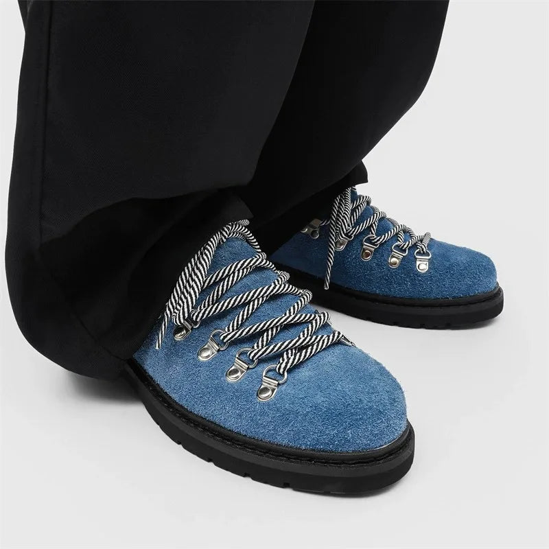 New Design Thick Sole Pointed Toe Faux Suede Leather Derby Shoes Classic Durable Height Increasing Dress Shoes