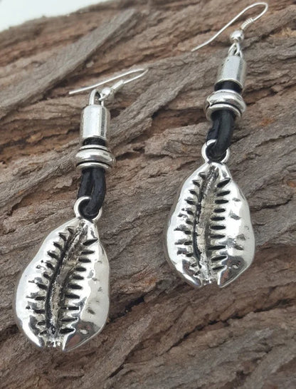 leather Earrings big leather Earrings Spiral Shell leather earrings Bohemia Earring