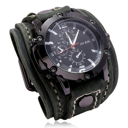 Hot Style Men Watch Vintage Hand-sewn Leather Bracelets Quartz Watches Punk Wristband Individuality Watch for Men and Women