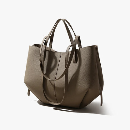 Designer Inspired Genuine Leather Shoulder Bag Modern Minimal Tote Contemporary Fashion Essential