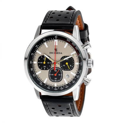 INCASEDA 6034 Cheap Chinese Man Quartz Watch Costume Genuine Leather Band Luminous Chronometer Concise Sports Watch Design