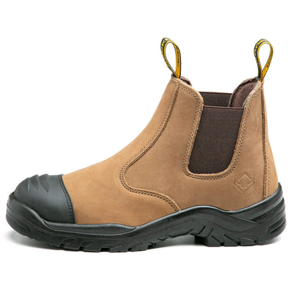 Slip on Steel Toe Fashion Water Resistant Breathable Leather Anti-smashing Anti-puncture Safety Shoes for Men Mining