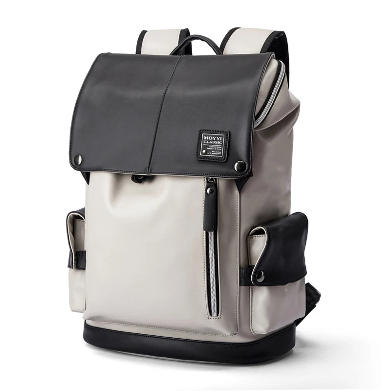 MOYYI Mochila Vegan Leather Dayback Teen Bookbags Laptop Bags for Men Backpacks