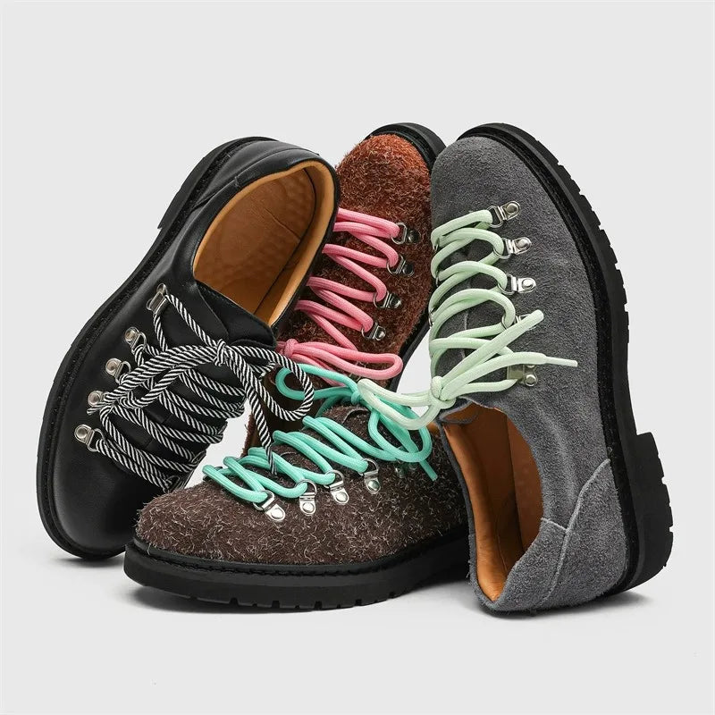 New Design Thick Sole Pointed Toe Faux Suede Leather Derby Shoes Classic Durable Height Increasing Dress Shoes