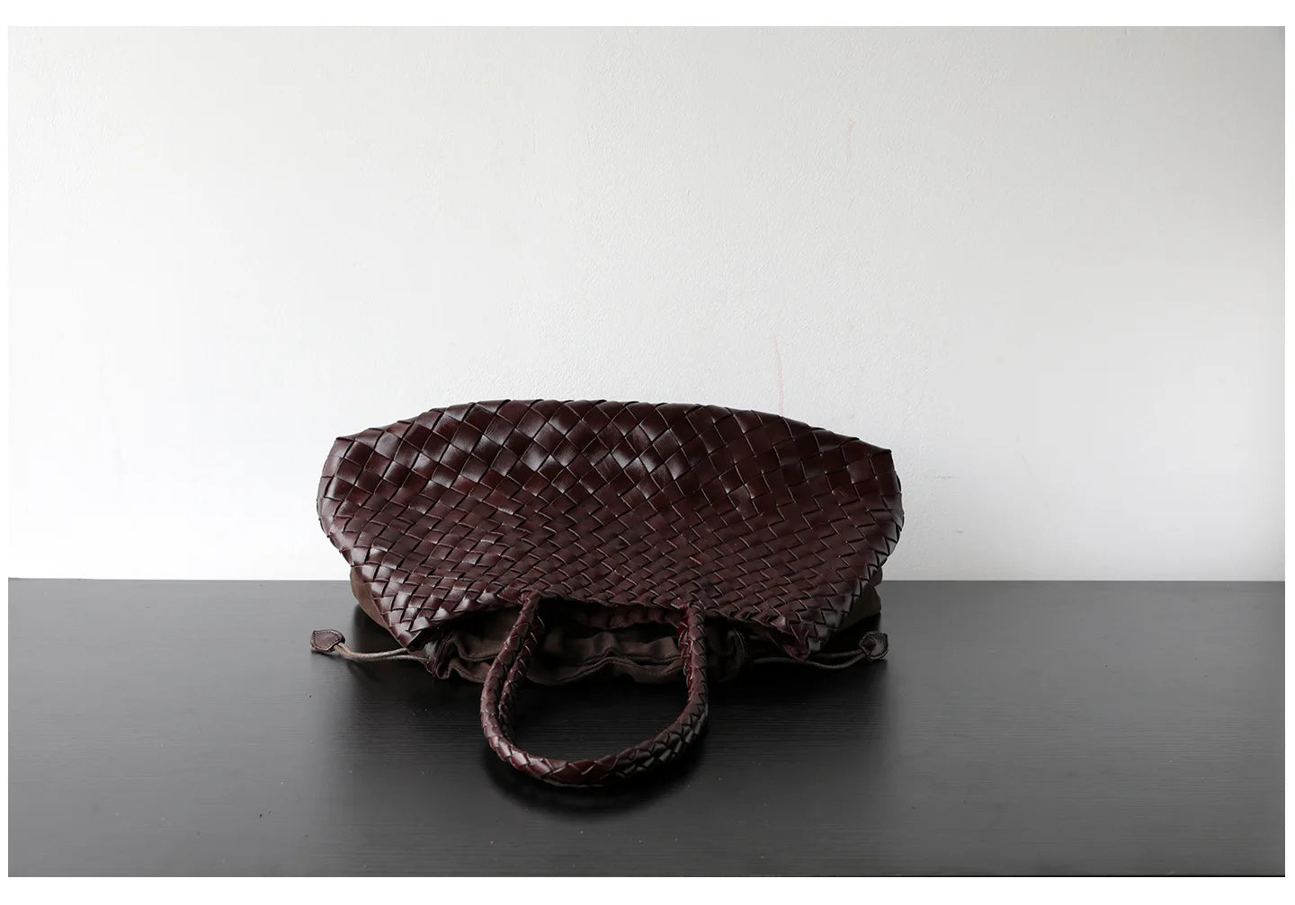 Luxury Tanned Cowhide Genuine Braided Leather Woven Shoulder Bags Large Capacity Soft Hand-woven  Women's Bags with Cotton Pouch