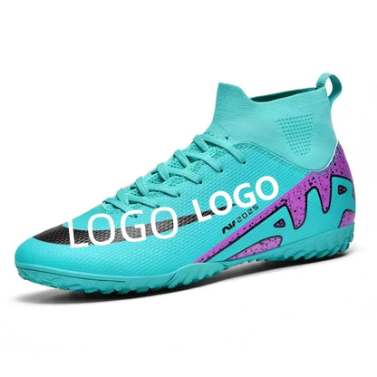 High Quality Football Socks Soccer Children's Unisex Anti-Slip Football Shoes with Synthetic Leather Upper for Grass Training