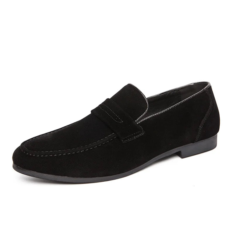 New Brown Men's Leather Dress Shoes Stylish Mocasines Loafers Slip-On Closure Mens Dress Shoes