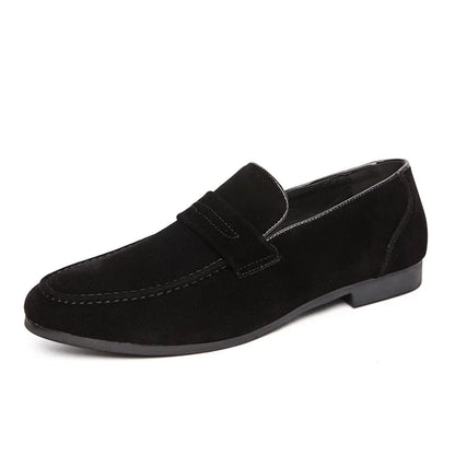 New Brown Men's Leather Dress Shoes Stylish Mocasines Loafers Slip-On Closure Mens Dress Shoes