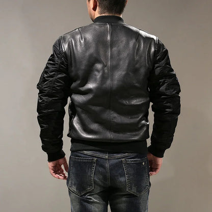 American MA-1 Baseball Cotton Padding Jacket Men's Stand-up Collar Sports Casual Plus Size Embroidered Sheepskin Leather Jackets
