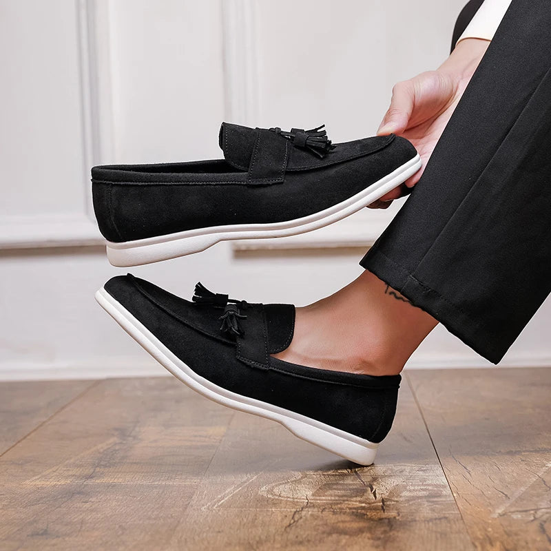 Classic Suede Leather Men's Casual Slip-on European Style Men Classy Fashion Men's Dress Loafer Shoes Business Oxfords